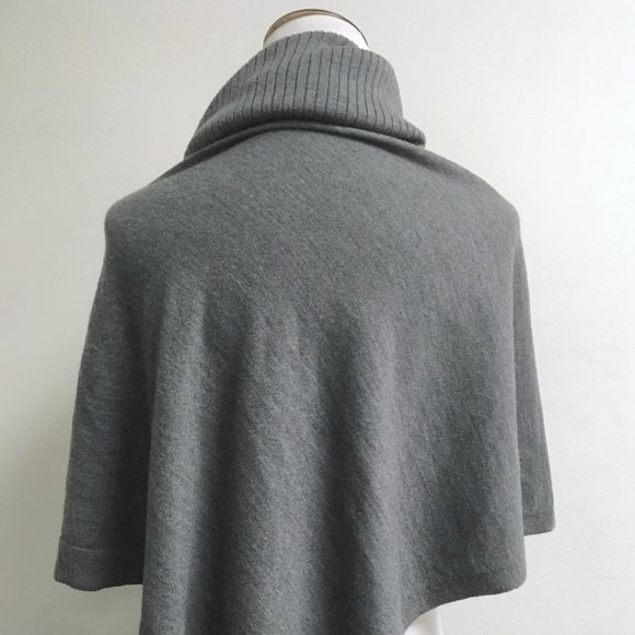 Eileen Fisher gray merino wool cowl neck poncho sweater one size - Picture 6 of 7
